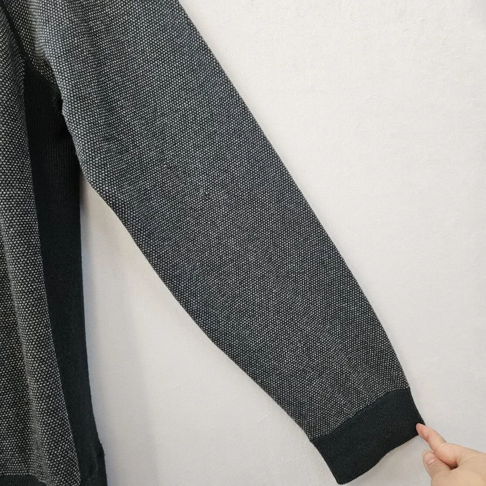 Vince Sweater Mens XXL Gray Bridseye Ribbed Cashmere Wool Crew Neck Pullover‎